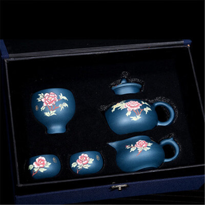 

Yixing purple sand tea set of chlorite ores ink all hand teapot blooming flowers xi shi pot gift customization