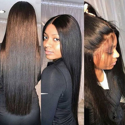 

8"-20"inches Silky Straight Human Hair Lace Frontal Wig Brazilian Virigin Natural Black Color Pre Plucked Lace Wig With Baby Hair