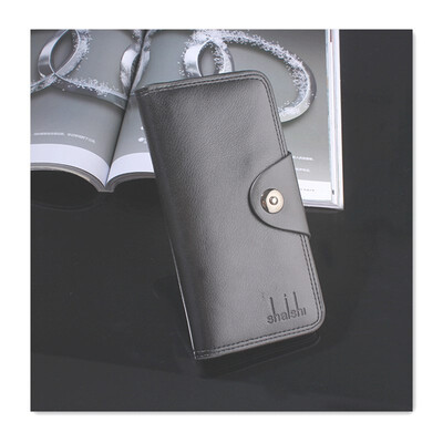 

New mens long section small fresh soft face wallet vertical thin mens student Korean version of the tide money clip clutch bag buckle