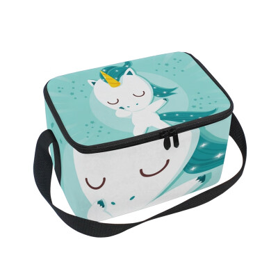 

ALAZA Lunch Box Insulated Lunch Bag Large Cooler Blue Unicorn Doing Dabbing Tote Bag