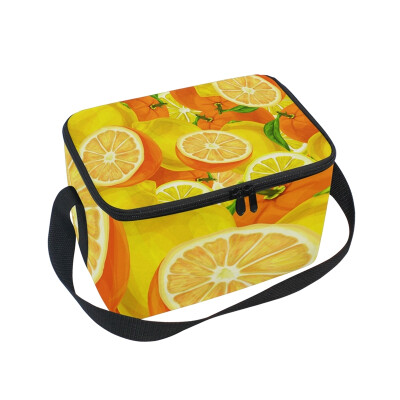 

ALAZA Lunch Box Insulated Lemon Orange Lunch Bag Large Cooler Tote Bagfor Men Women