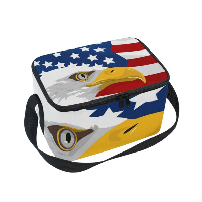 

ALAZA Lunch Box Insulated America Flag Lunch Bag Large Cooler Tote Bagfor Men Women