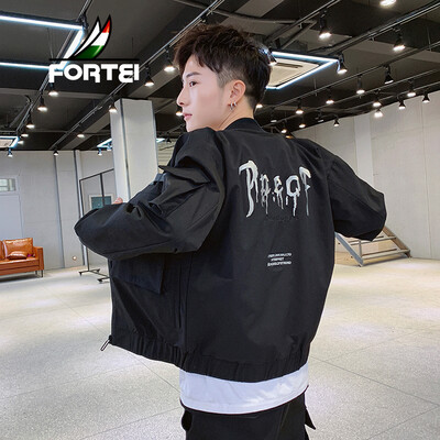 

Fu Yi FORTEI Jacket Men 2019 Spring New Casual Fashion Joker Hem Slim Jacket Men 9023 Black L