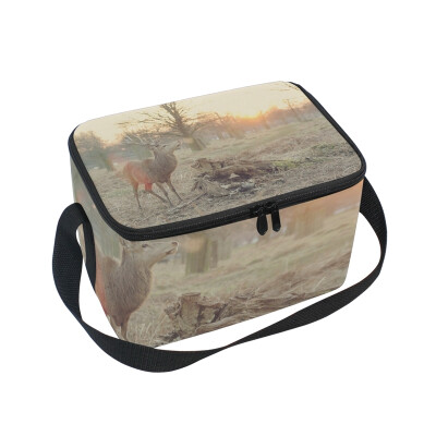 

ALAZA Lunch Box Insulated Animal Deer Lunch Bag Large Cooler Tote Bagfor Men Women