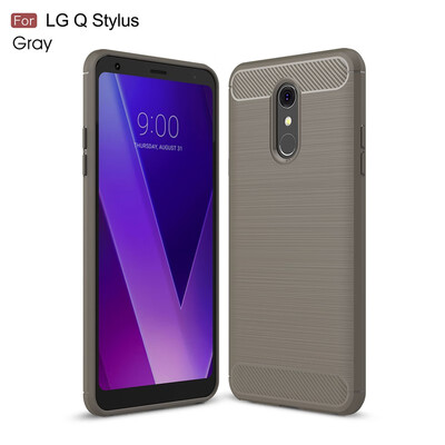 

Goowiiz Phone Case For LG Q7Q StylusQ Stylus Plus Fashion Slim Carbon Fiber TPU Soft Silicone Prevent falling