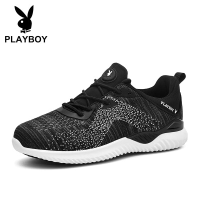 

Playboy PLAYBOY Korean sports running casual shoes male flying woven flat wild DS85246 black 40