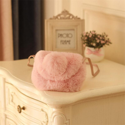 

Fashion 100 Women Fur Ball Leather Bottom Shoulder Plush Crossbody Handbag Tote