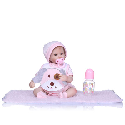 

Reborn Baby Doll 16 inch Cloth Body Lifelike Toddler Doll Play House Toy Gift With Green Cloths