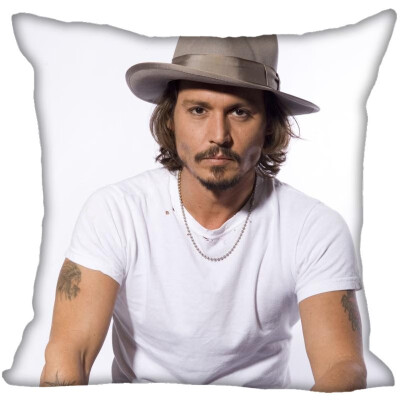 

Johnny Depp Pillow Cover Bedroom Home Office Decorative Pillowcase Square Zipper Pillow Cases Satin Fabric No Fade