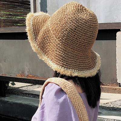 

Fashion Women Foldable Straw Hat Raw Wide Brim Travelling Beach Fisherman Bonnie chapeau