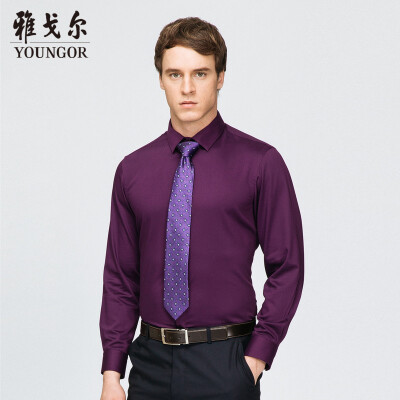 

Youngor shirt mens 2019 spring youth casual dress shirt YLPM12631KFY purple 40
