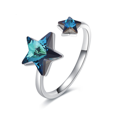 

925 Sterling Silver Stars Sunflower Shape Ring for Wide Band Women Girls Swarovski Crystals Jewelry Sizer Adjuster for Loose Rings