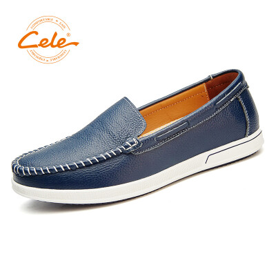 

Celebrity CELE mens business casual leather shoes first layer cowhide set foot soft bottom hand stitching fashion casual treasure blue 39 yards M9A1B29901