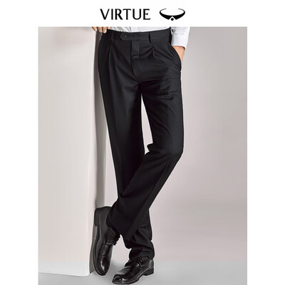 

Virtue rich comb 100 wool trousers men 2019 spring new single pleat loose business casual dress trousers YKM70243001 black 90