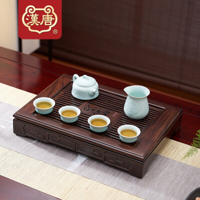 

Ebony Solid Wood Gongfu Tea Serving Tray Reservoir & Drainage Type 42x30x7cm