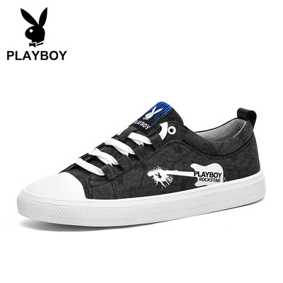 

Playboy PLAYBOY British fashion flat casual canvas shoes mens low cut breathable wild DS85174 black 40