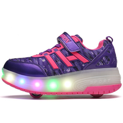 

NEW Fashion Children Wheel Shoes Kids Sneakers Child Sports Casual LED Roller Shoes Breathable Lace Up For Boy & Girls