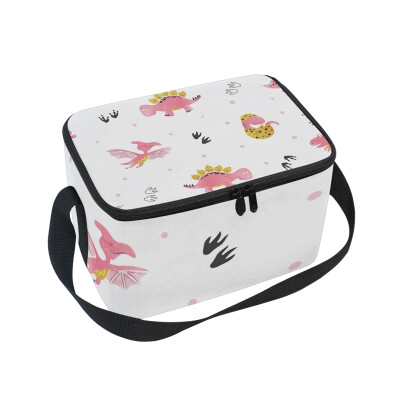 

ALAZA Lunch Box Insulated Cute Cartoon Dinosaurs Lunch Bag Large Cooler Tote Bagfor Men Women