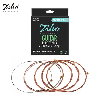 

ZIKO DR-012 Acoustic Guitar Strings Hexagon Alloy Wire Pure Copper Wound Anti-Rust Coating Membrane 6 Strings Set