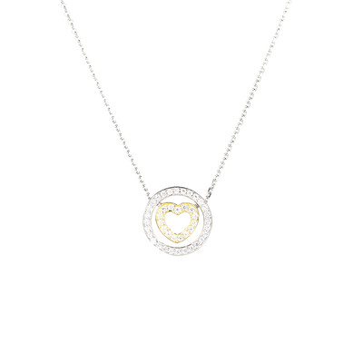 

Fashion Simple Circle Heart Pendant Necklace Embedded Crystal Clavicle Chain Women Jewelry