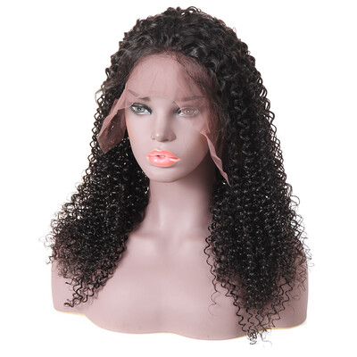 

Braziian Hair Kinky Curly Human Hair Lace Front Wig Bleached Knots With Baby Hair Natural Color
