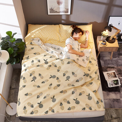 

Gagarin JAJALIN Travel Hotel Dirty Sleeping Bag Adult Indoor Travel Single Double Portable Thin Cotton Travel Anti-dirty Sheet Pineapple Pattern 120215cm