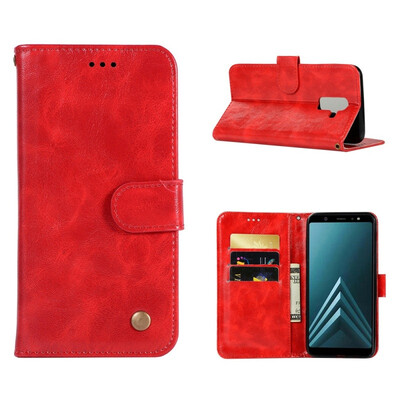 

MOONCASE Samsung Galaxy J8 Premium Vintage Leather Case - Red