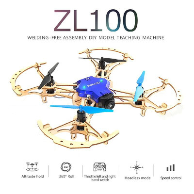 

ZL100 Wooden Aircraft DIY Drone with Camera 720P Wifi FPV Altitude Hold Display Headless Mode Training Educational Quadcopter