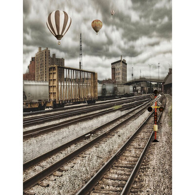 

Train Track Photo Backdrop 57FT Vinyl Fabric Cloth Digital Printing Birthday Photo Background s-2395