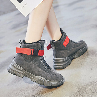 

Women Warm Boots Suede Lace-up Casual Fashion Shake Boots Footwear Shoes Winter Ankle Botas Mujer Warm Plush Insole Shoes Woman