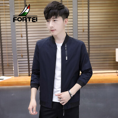 

Fuyi FORTEI Jacket Mens Jacket 2019 Spring New Casual Fashion Slim Baseball Collar Mens Trend Jacket 9982 Dark Blue