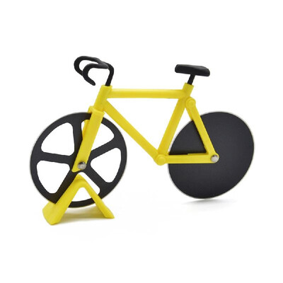 

Stainless Steel Pizza Cutter Two-wheel Bicycle Shape Pizza Cutting Knife Pizza Tool Pizza Cutter White