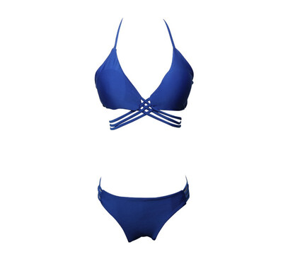 

Womens Solid Color Lace Bikini Split Swimsuit