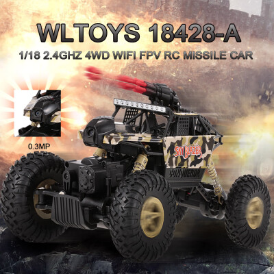 

Wltoys 18428-A 118 24GHz 4WD RC Missile Car with 03MP Wifi FPV Camera Off-road Crawler RTR