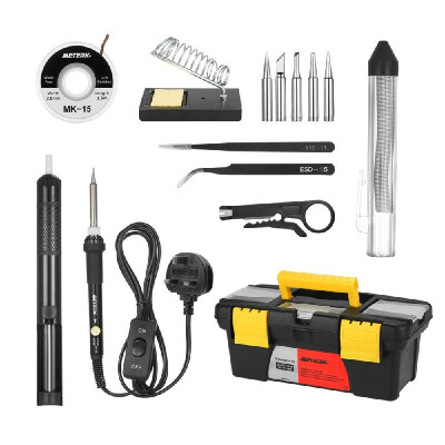 

Meterk 14 in 1 Soldering Iron Kit 60W Adjustable Temperature Welding Soldering Iron with ONOFF Switch 5pcs Soldering Tips Solder