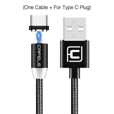 

CAFELE 100cm Magnetic USB Cable Micro Type C Cable for iphone Samsung Huawei Xiaomi Nylon Wire with LED Light