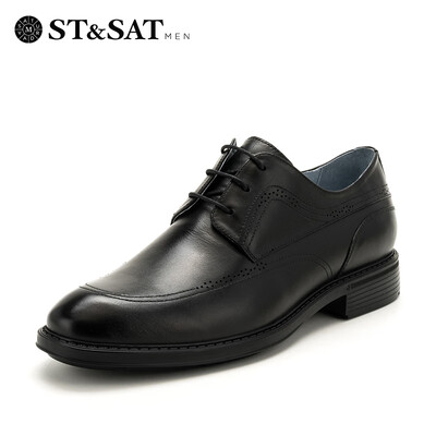 

Saturday Mens Shoes ST&SAT Cow Leather Lace Business Dress Comfortable Breathable Leather Shoes SS81124225 Black 38