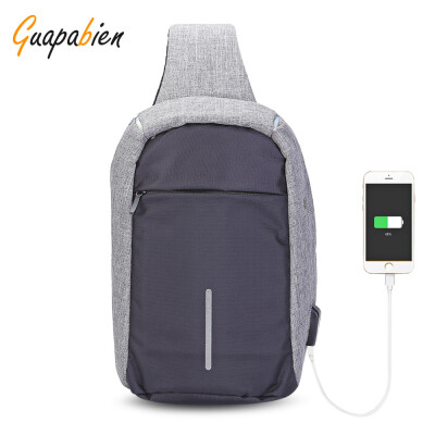 

Guapabien Sling Shoulder Chest Bag for Men with USB Charging Port Headphone Hole