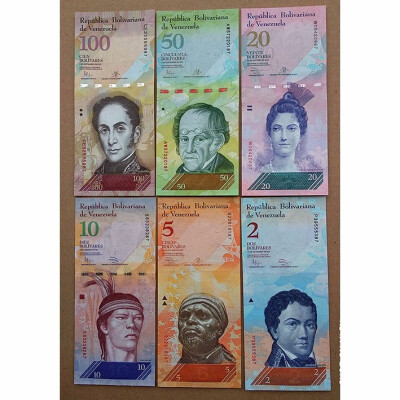 

6 PCS SET Banknote OF Venezula 2-100 UK The Royal Mint