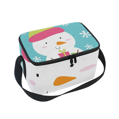 

ALAZA Lunch Box Insulated Lunch Bag Large Cooler Snowman Cute Tote Bag