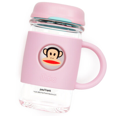 

Big mouth monkey Paul Frank glass men&women business office tea cup portable water cup flower cup student cup hand cup 420ml girl pink PFD027