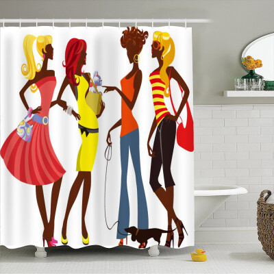 

Simulation 3D Ethnic Style Character Leaves Waterproof Shower Curtain Drapes of Bathroom Toilet with Hooks