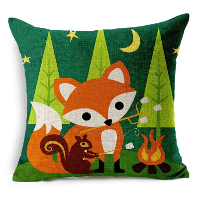 

Christmas Nordic Pillowcase lovely animal fox Decorative Cotton Linen Throw Pillow cover Cojines almofada