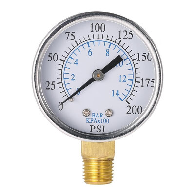 

50mm 0200psi 014bar Pool Filter Water Pressure Dial Hydraulic Pressure Gauge Meter Manometer 14" NPT Thread
