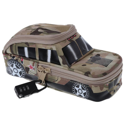 

Pencil case vehicle pen pouch bag combination lock double zipper boys