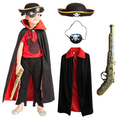 

Many memories of Halloween costumes cloak props decorations childrens Halloween decoration childrens toys cosplay costumes performance clothing pirates with guns