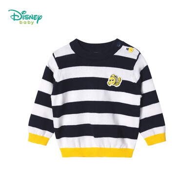 

Disney Boys Spring New Tops Handsome Fashion Striped Cotton Turtleneck Shoulder Open Long Sleeve Sweater 191S1106 Navy 4 Years Old Height 110cm