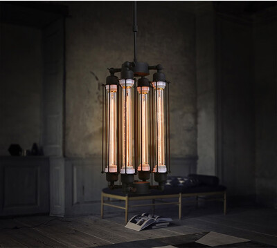 

Baycheer HL371783 Vintage Industrial Cube Cage Steampunk Pendant Light