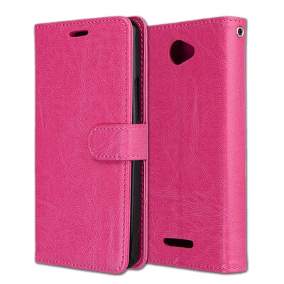 

MOONCASE BQ Aquaris U 3 Card Photo Frame Leather Case - Rose Red