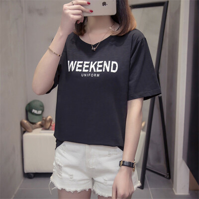 

JOY OF JOY Jingdong Womens 2019 Summer New Womens Korean Short Sleeve T-Shirt Womens Bamboo Cotton JWTD191472 Black 2XL